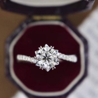18k gold plated snow flower iron stone warning ring